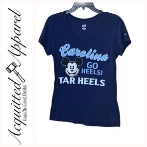 Carolina Mickey Mouse Go Heels Tar Heels Blue Tee Shirt
